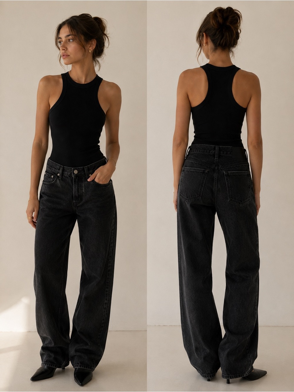 Calvin Klein Jeans Black Ribbed One-Piece Bodysuit